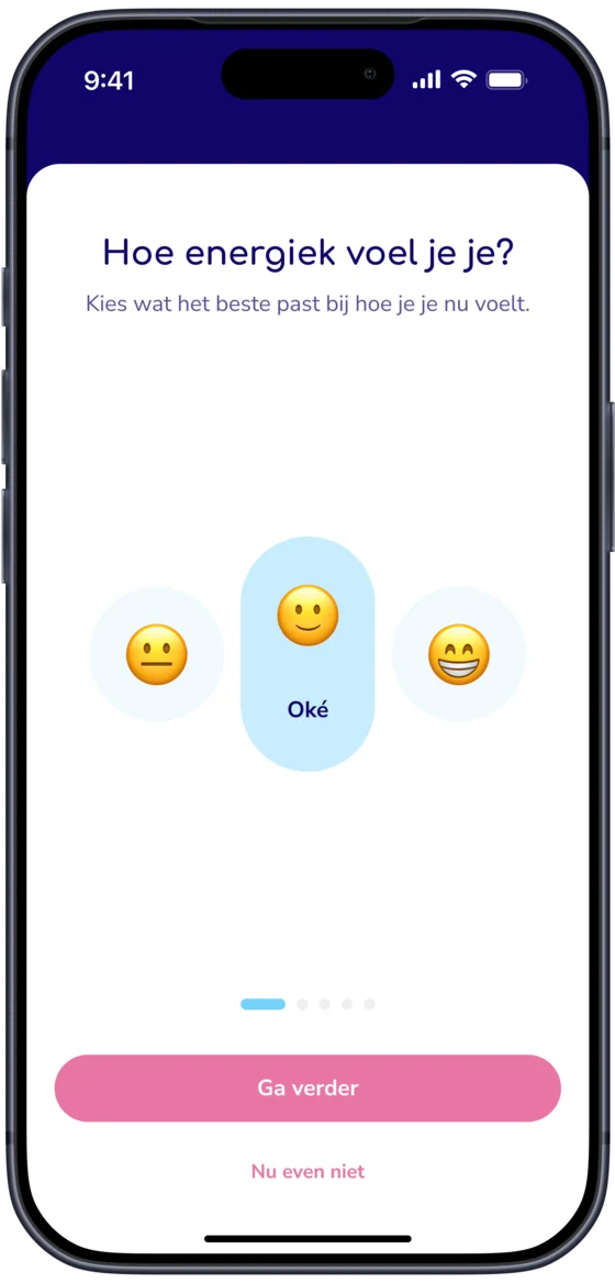 De dagelijkse check-in in de Vaelio-app